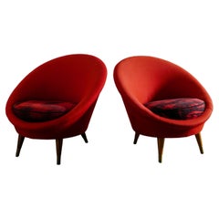 Vatne "Florida" Easy Egg Chairs in Style of Royère Produced in Norway, 1950s