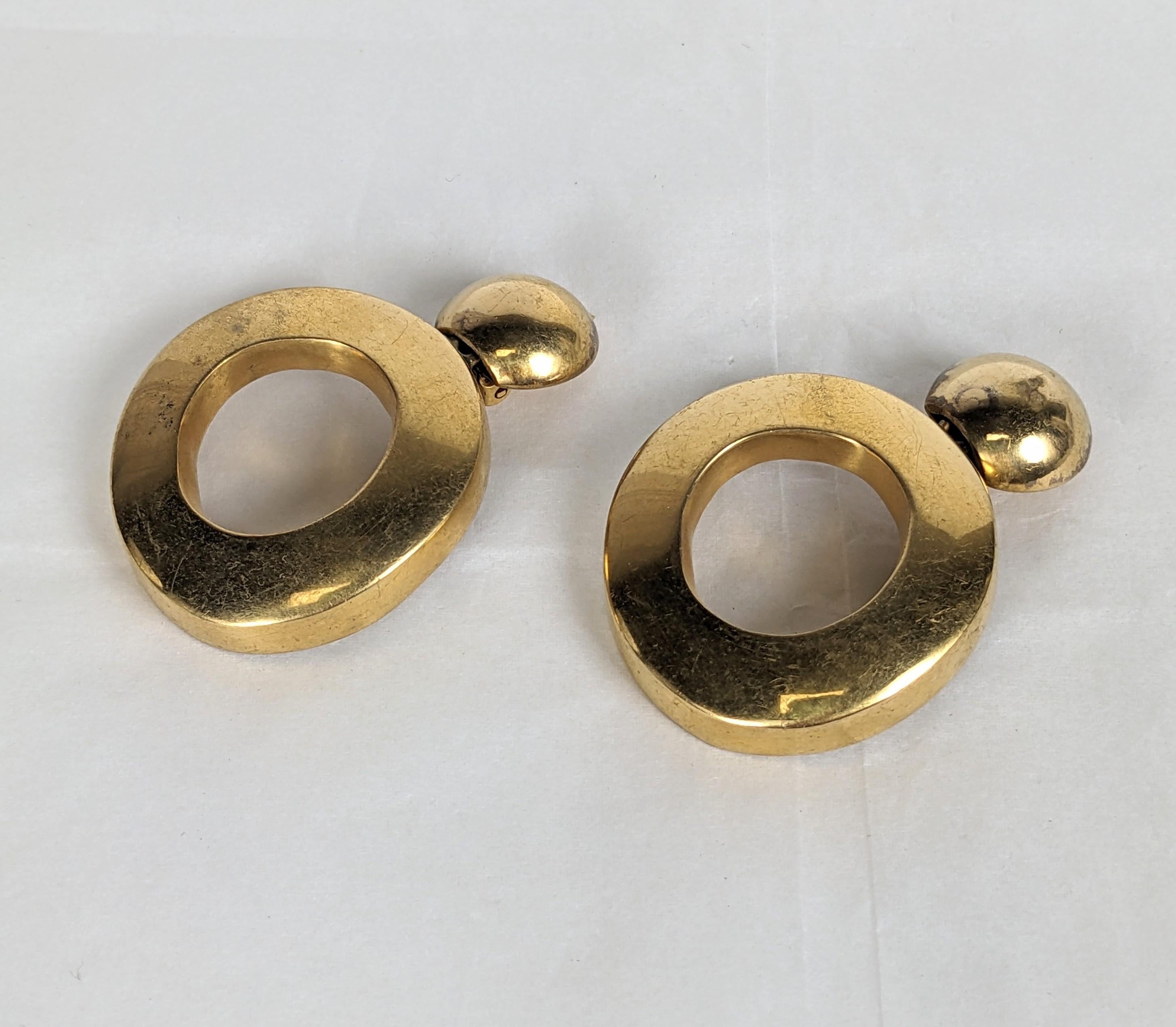 Artisan Vaubel Matte Gold Vermeil Drop Earrings For Sale
