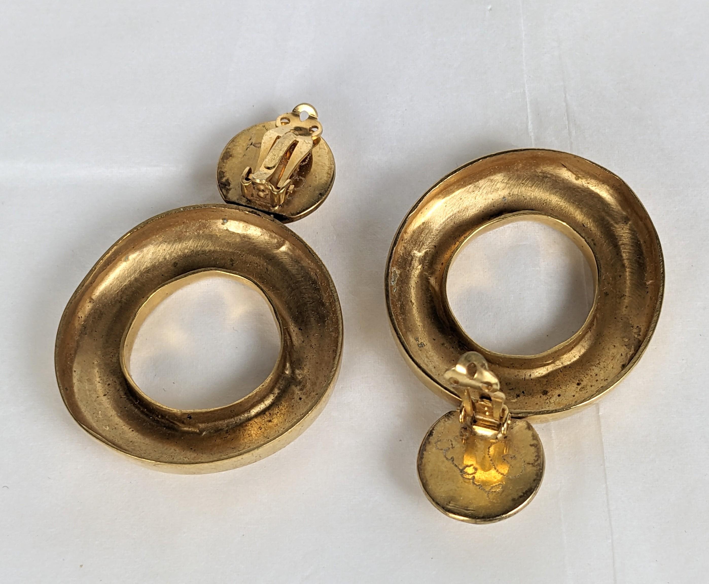 Women's or Men's Vaubel Matte Gold Vermeil Drop Earrings For Sale
