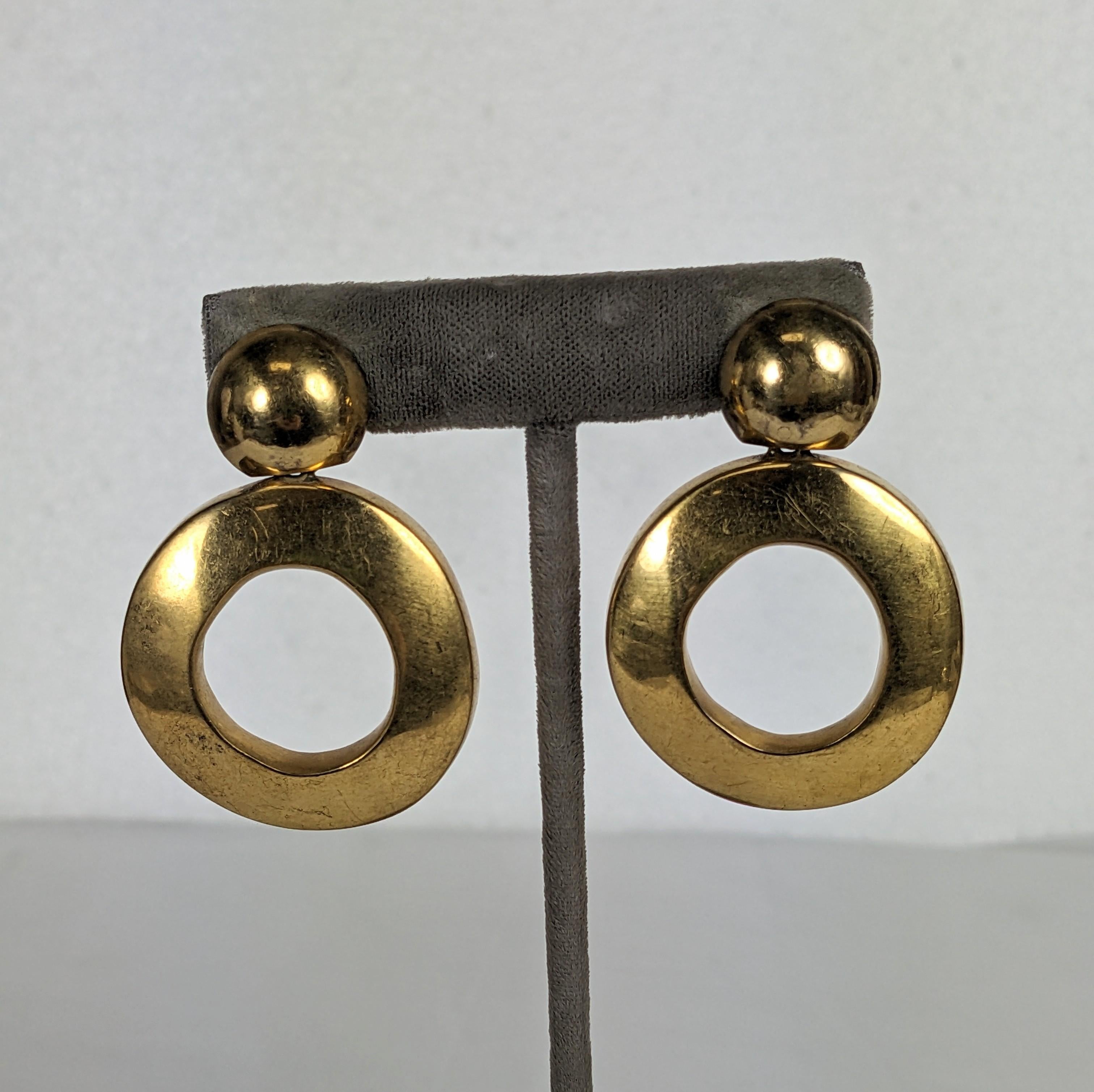 Vaubel Matte Gold Vermeil Drop Earrings For Sale 1