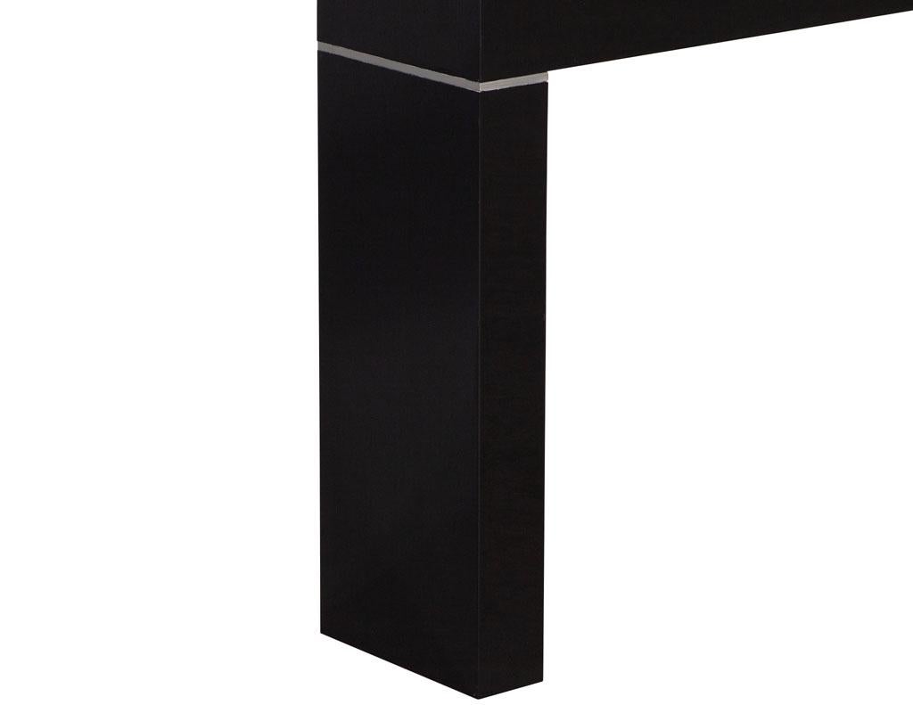 Wood Vaughan Benz Style Ebonized Console Table with Silver Trim