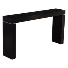 Vaughan Benz Style Ebonized Console Table with Silver Trim