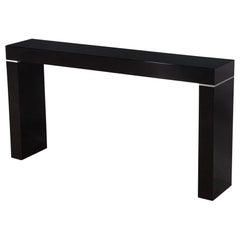 Vaughan Benz Style Ebonized Console Table with Silver Trim
