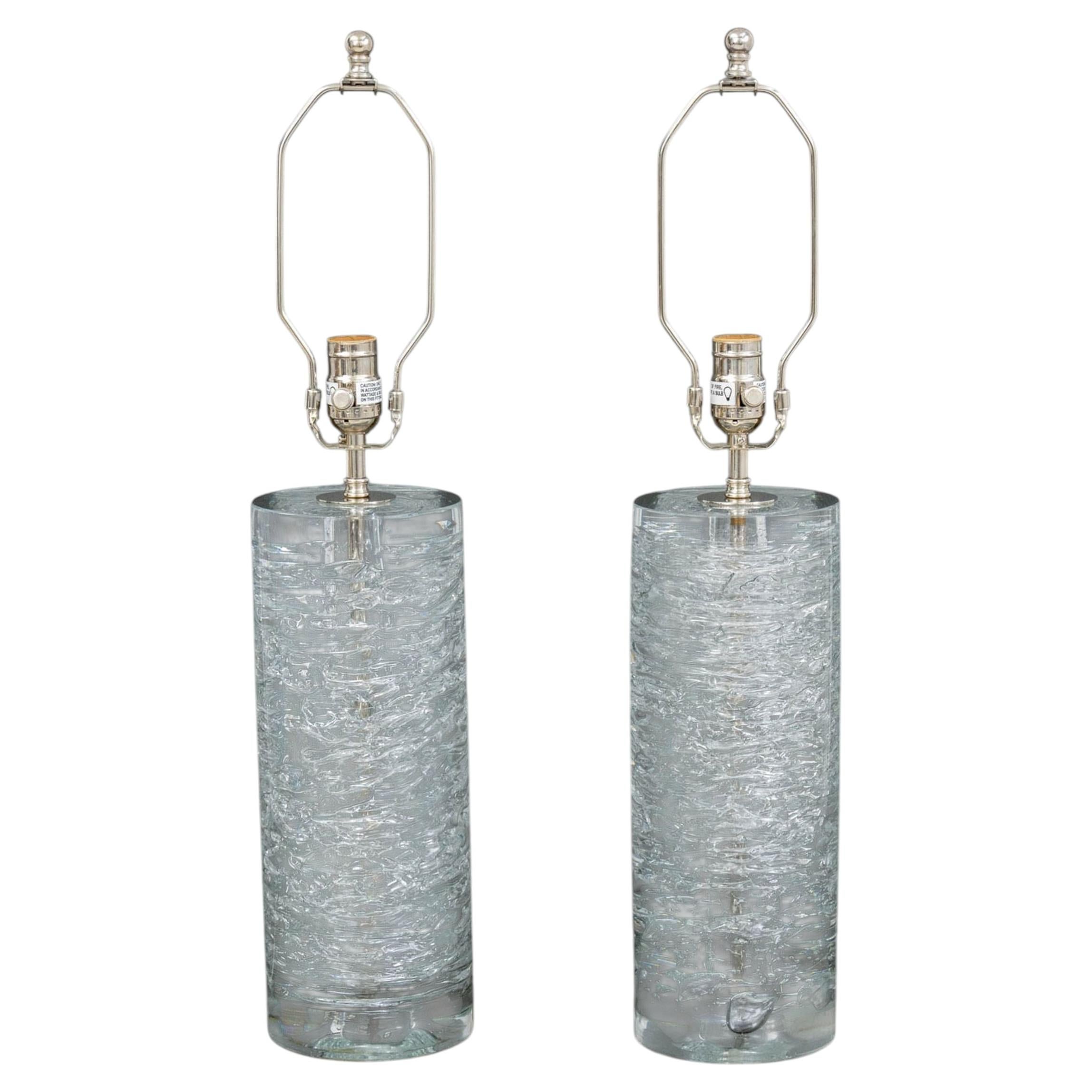 Vaughan Designs "Rutland" Glass Column Lamps, Pair