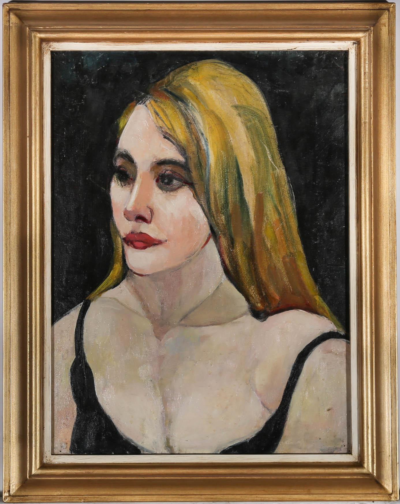 Vaughan - Framed Contemporary Oil, Blonde Lady For Sale 2