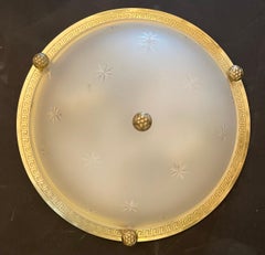 Vaughan Regency Greek Key Brass Star Glass Crystal Flush Mount Fixture