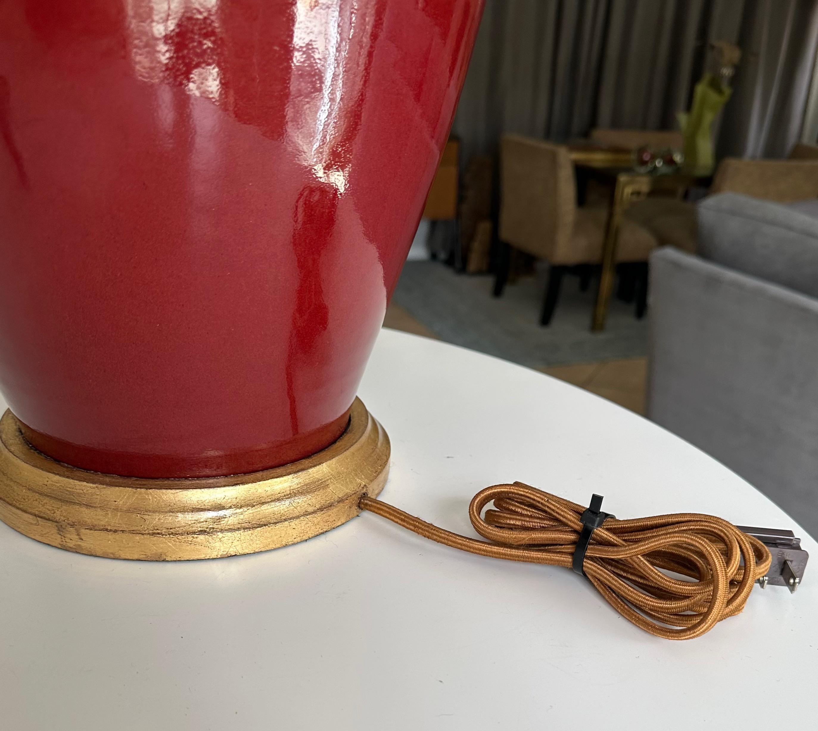 Vaughan Single Chinese Oxblood Porcelain Table Lamp For Sale 5
