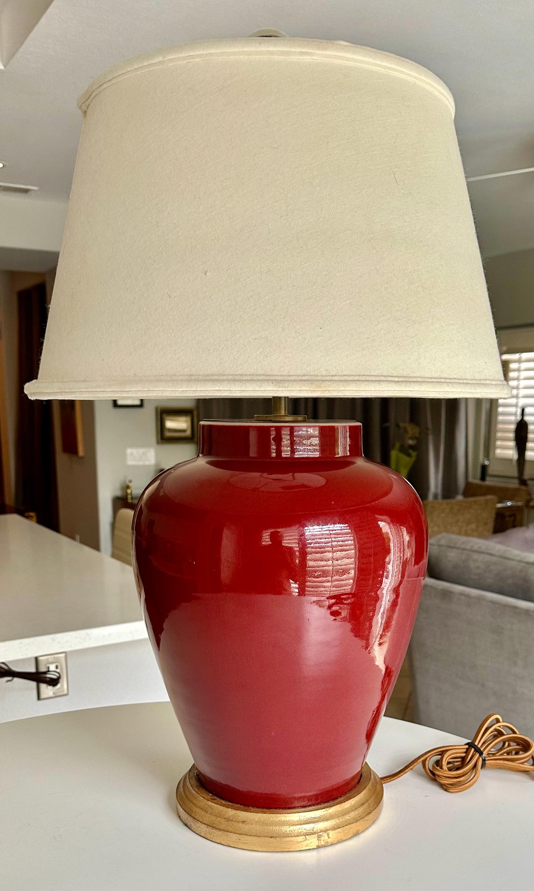 Vaughan Single Chinese Oxblood Porcelain Table Lamp For Sale 11