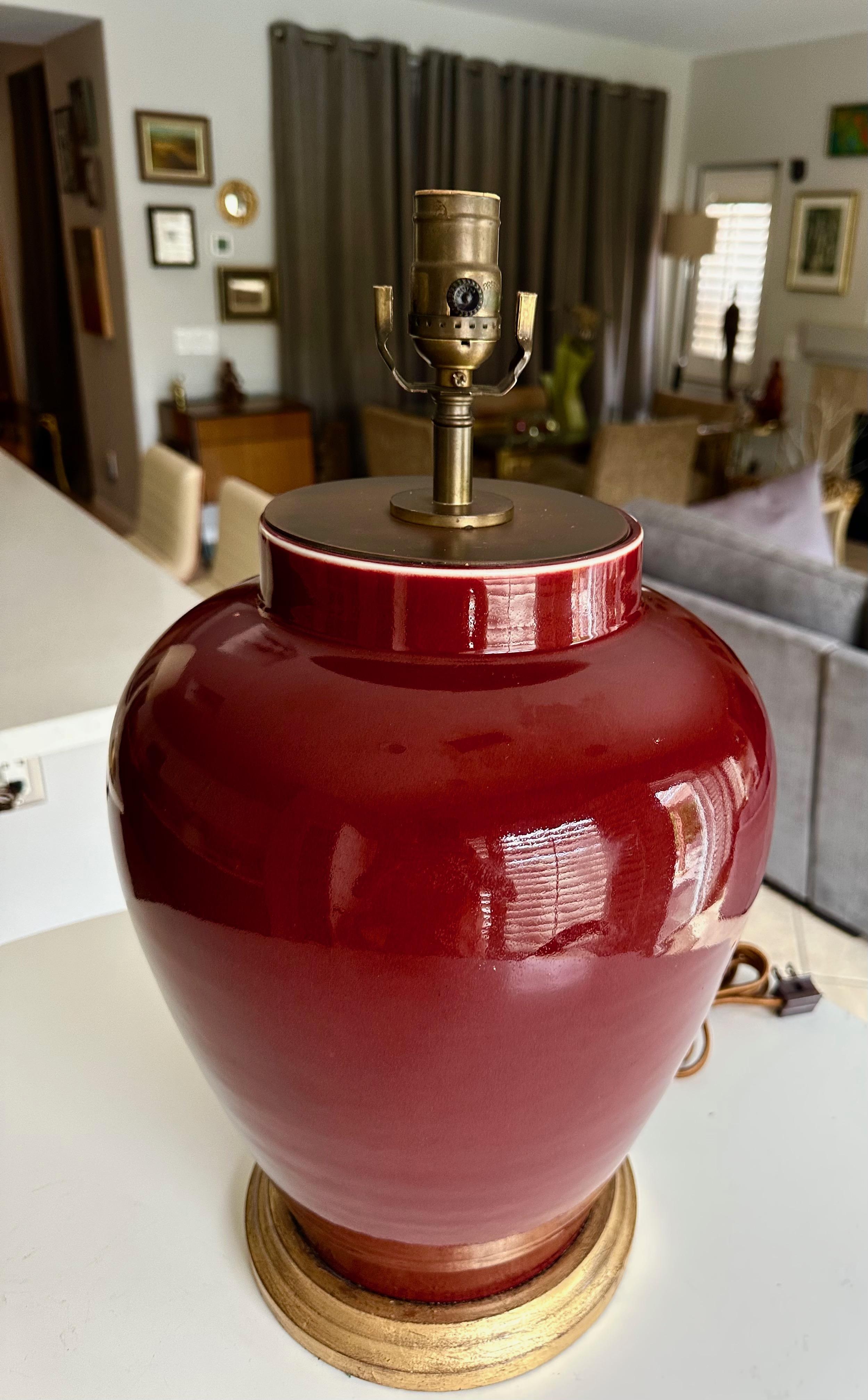 Vaughan Single Chinese Oxblood Porcelain Table Lamp For Sale 3
