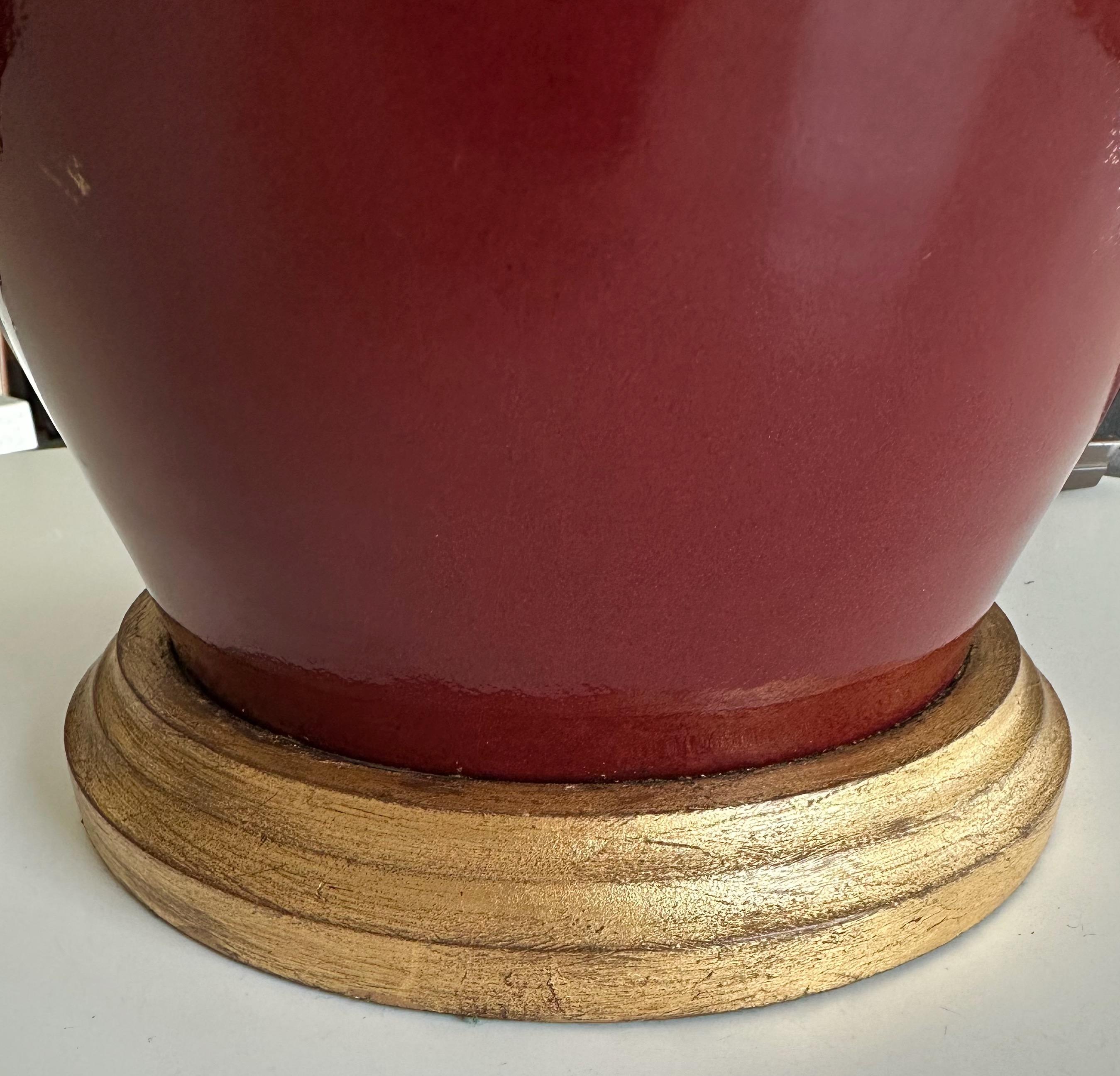 Vaughan Single Chinese Oxblood Porcelain Table Lamp For Sale 4
