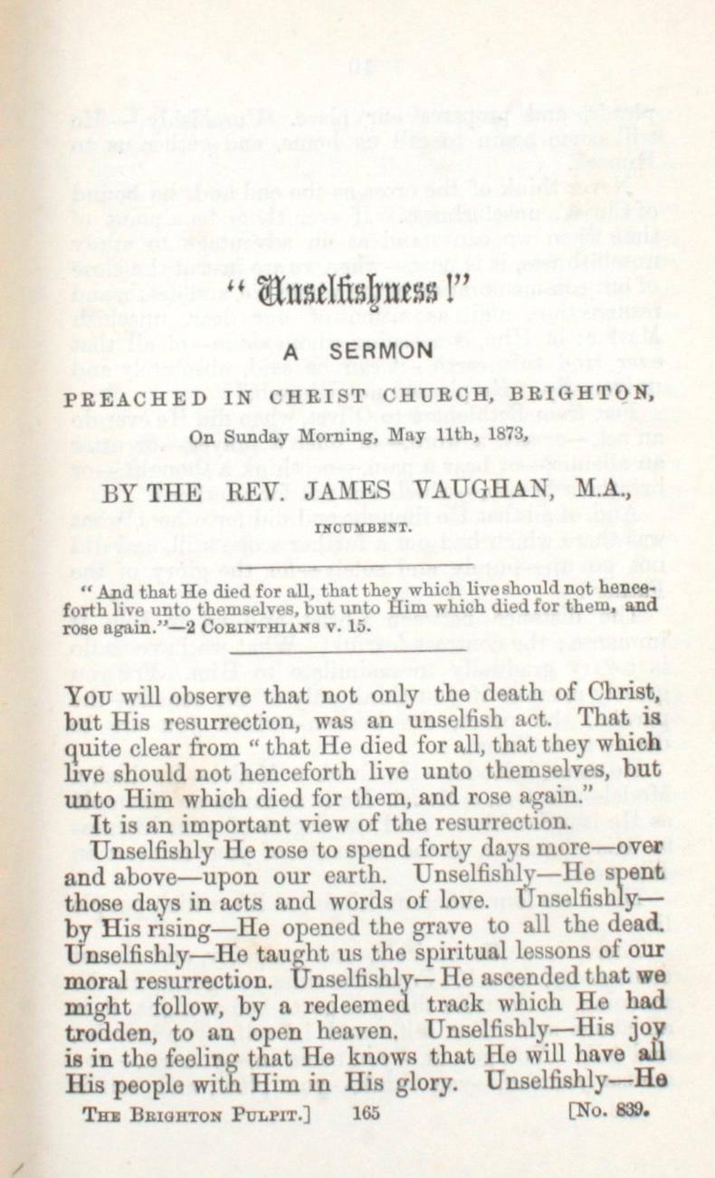 English Vaughan's Sermons, 1873-1874 For Sale