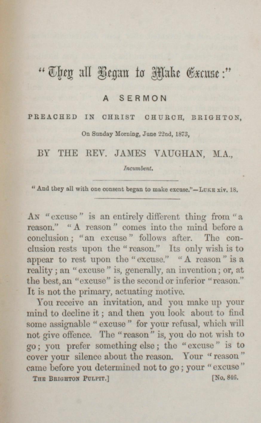 Vaughan's Sermons, 1873-1874 In Good Condition For Sale In valatie, NY