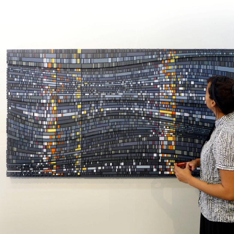 Empty Light - triptych contemporary modern geometric sculpture painting relief - Painting by Vaughn Horsman