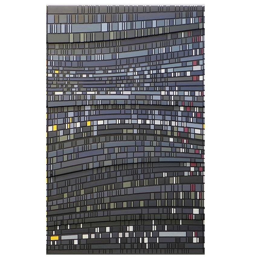 Empty Light - triptych contemporary modern geometric sculpture painting relief - Black Abstract Painting by Vaughn Horsman
