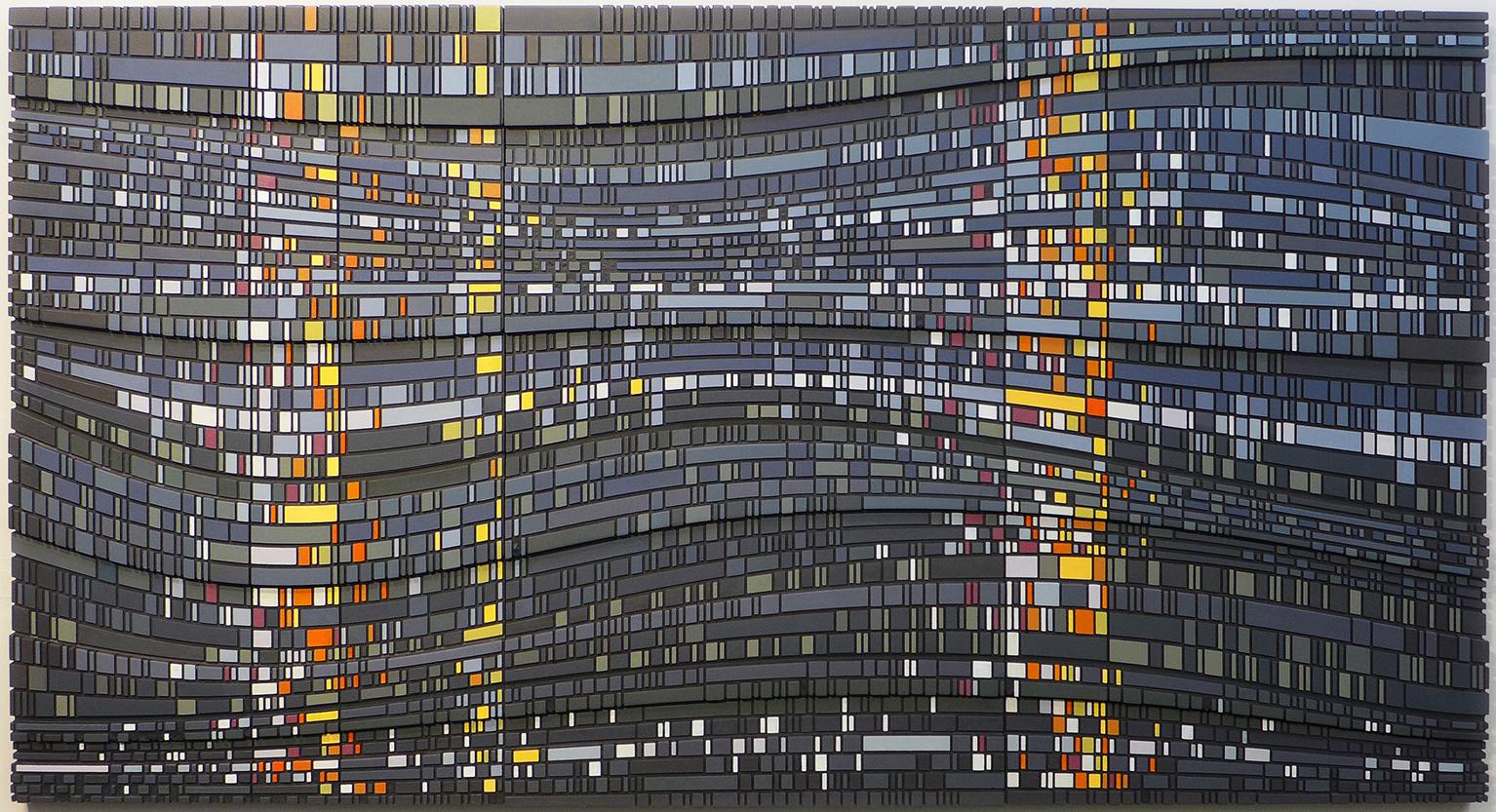 Vaughn Horsman Abstract Painting - Empty Light - triptych contemporary modern geometric sculpture painting relief