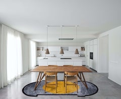 VAULT Hand Tufted Modern Shaped Rug in Grey Amber Colour by Hands