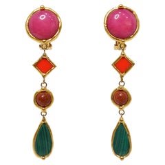 Vauquelin Boucles d'oreilles clips multicolores en plaqué or 18k