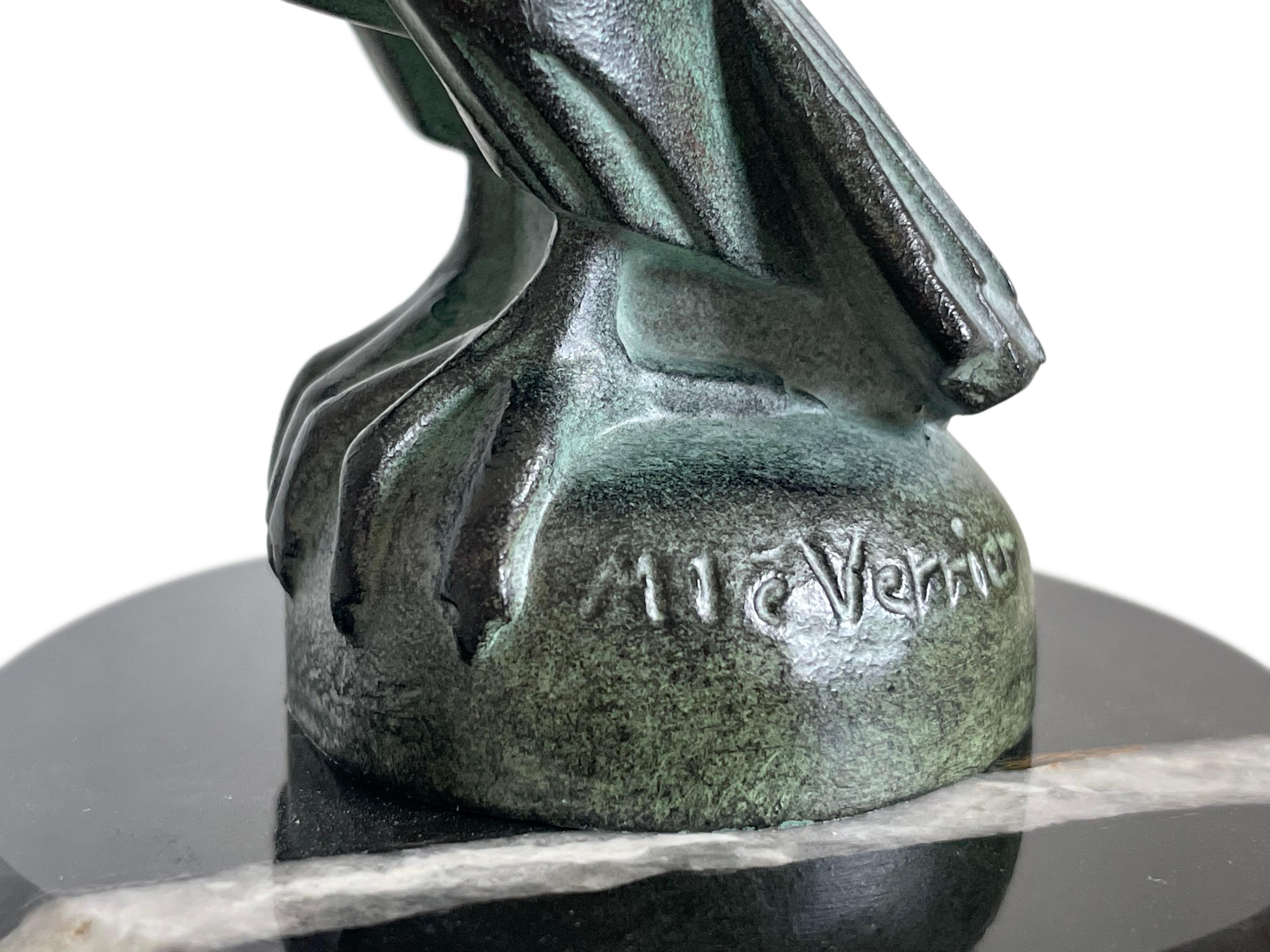 Patinated Vautour Animal Sculpture in Spelter Marble Original Max Le Verrier