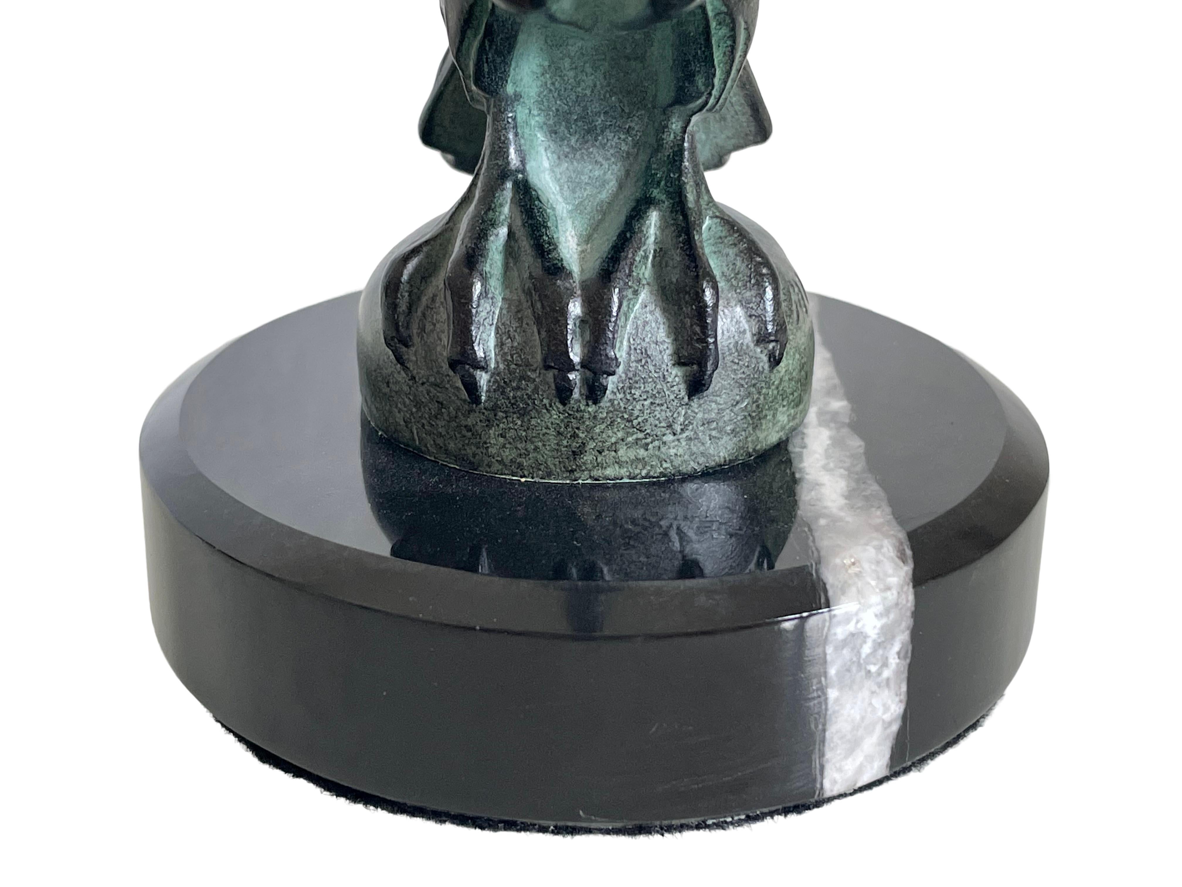 Contemporary Vautour Animal Sculpture in Spelter Marble Original Max Le Verrier