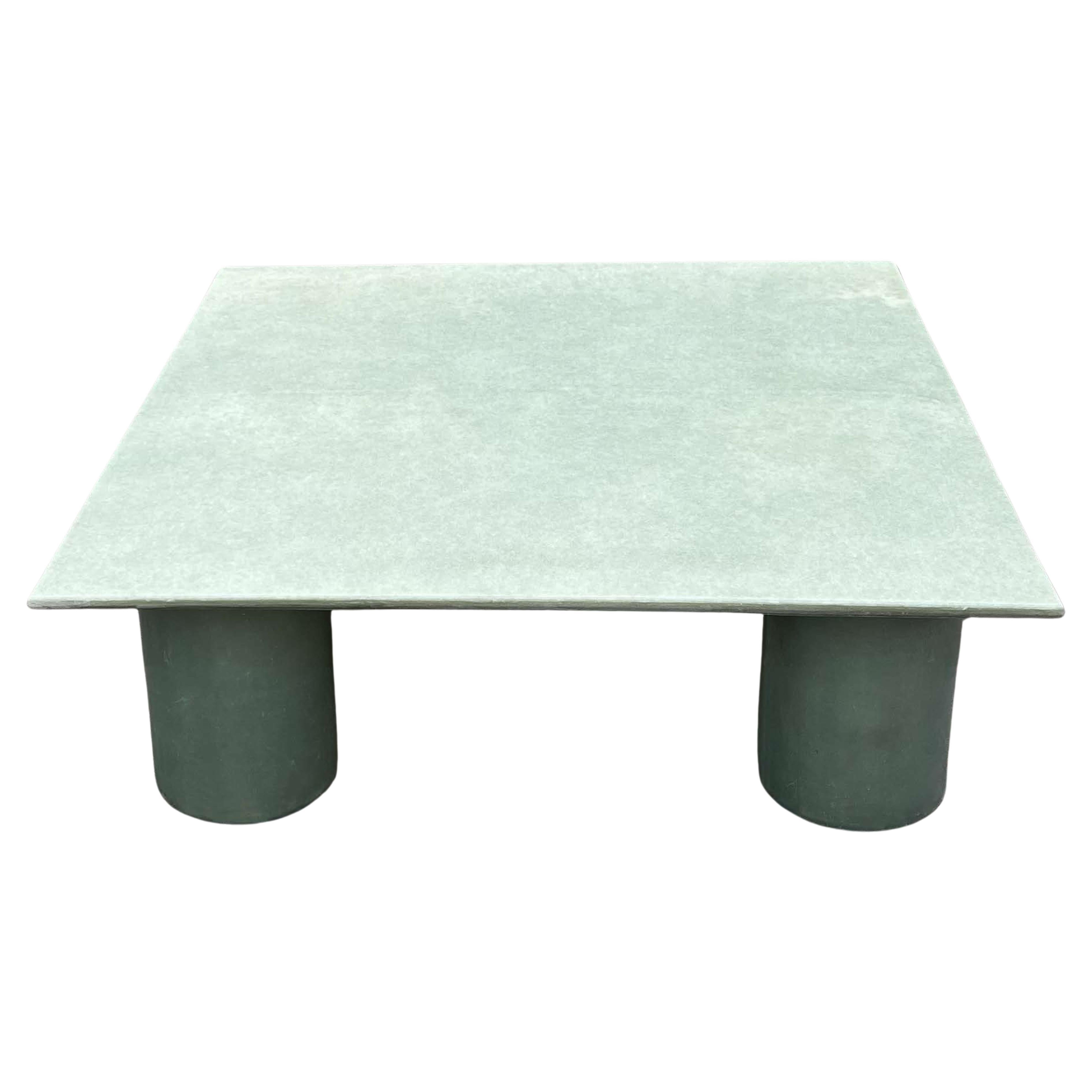 Contemporary Light Green Fiberglass Square Table 120 cm Large Coffee Table For Sale