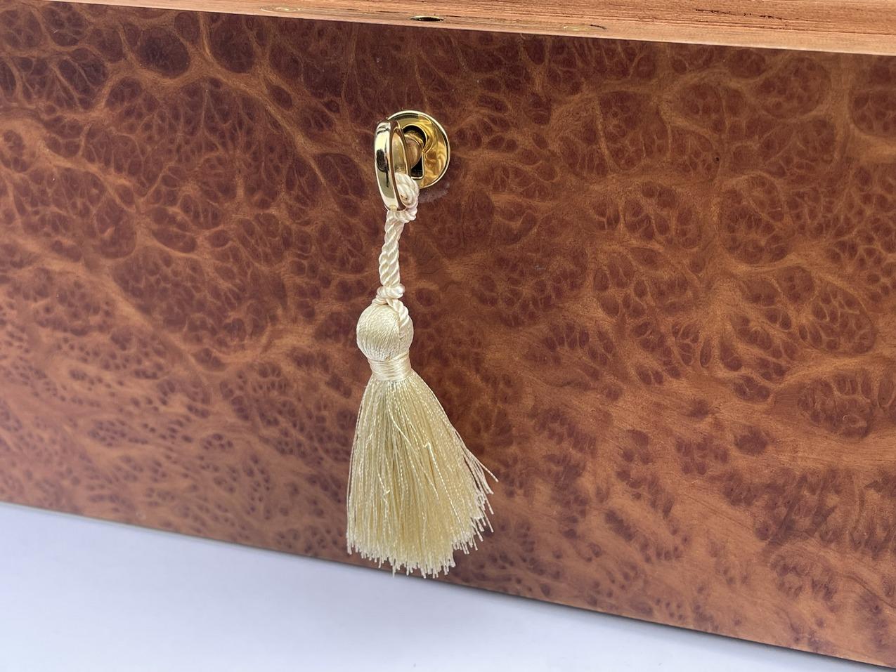 Contemporary Vavona Burl Walnut Wooden Irish Lady's Jewelry Casket Box by Manning Ireland New