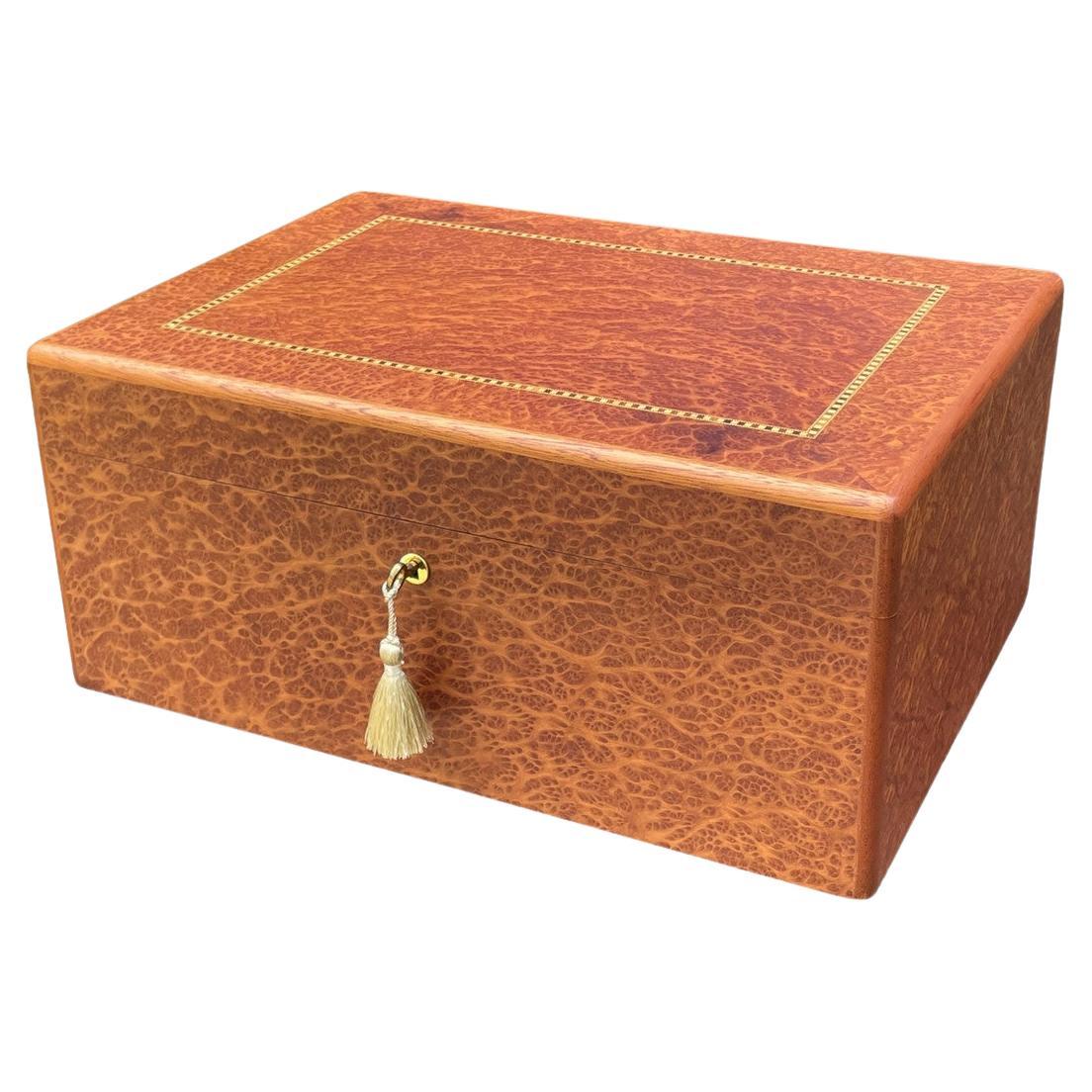 Vavona Burl Wood Handmade Irish Lady's Jewelry Casket Box by Manning Ireland New For Sale