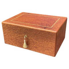 Antique Vavona Burl Wood Handmade Irish Lady's Jewelry Casket Box by Manning Ireland New
