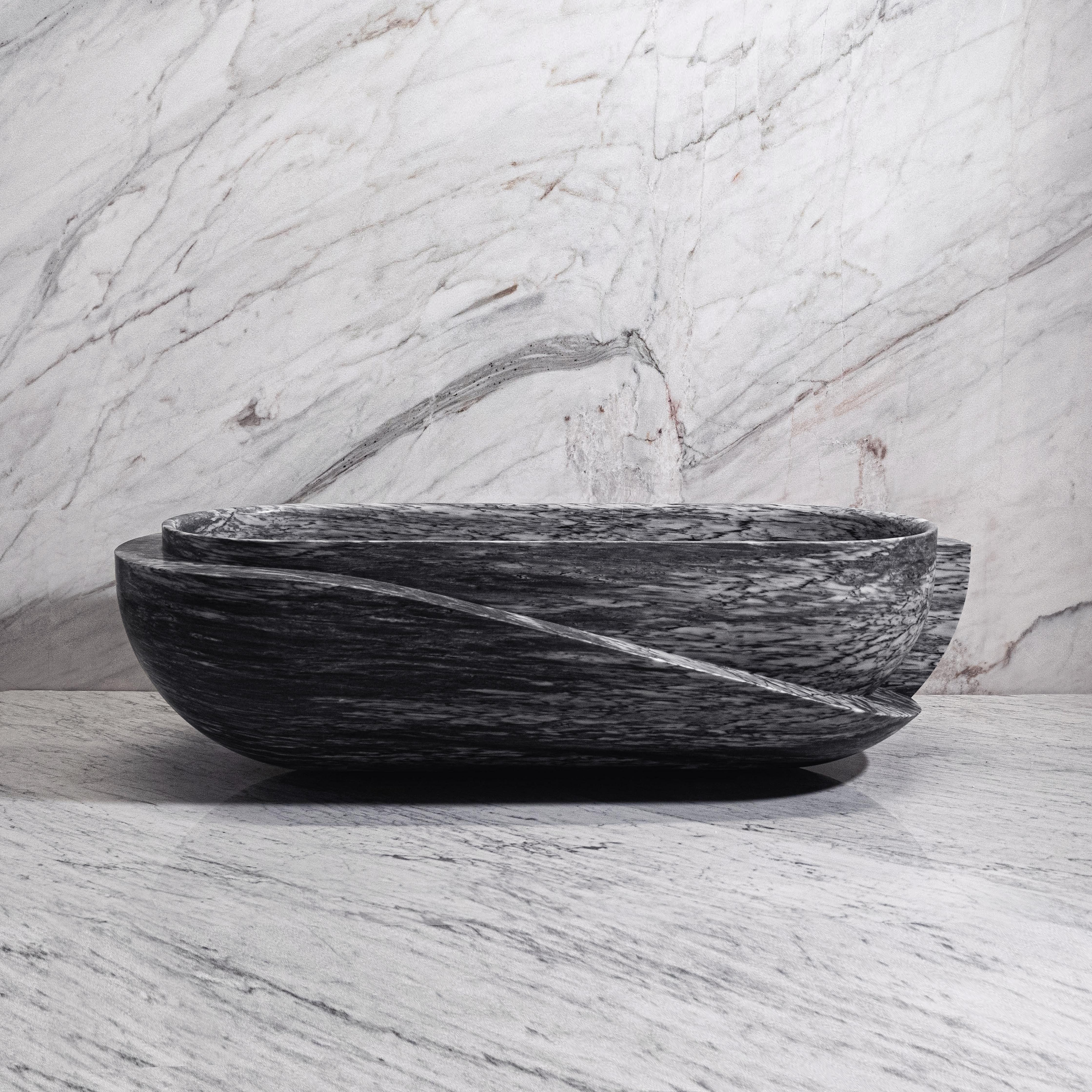 Vayu Solid Stone Sculptural Bathtub For Sale 1