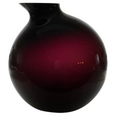 'Vaza" by Anna Torfs Large Bottle Vase in Burgundy Belgian Art Glass - Signed