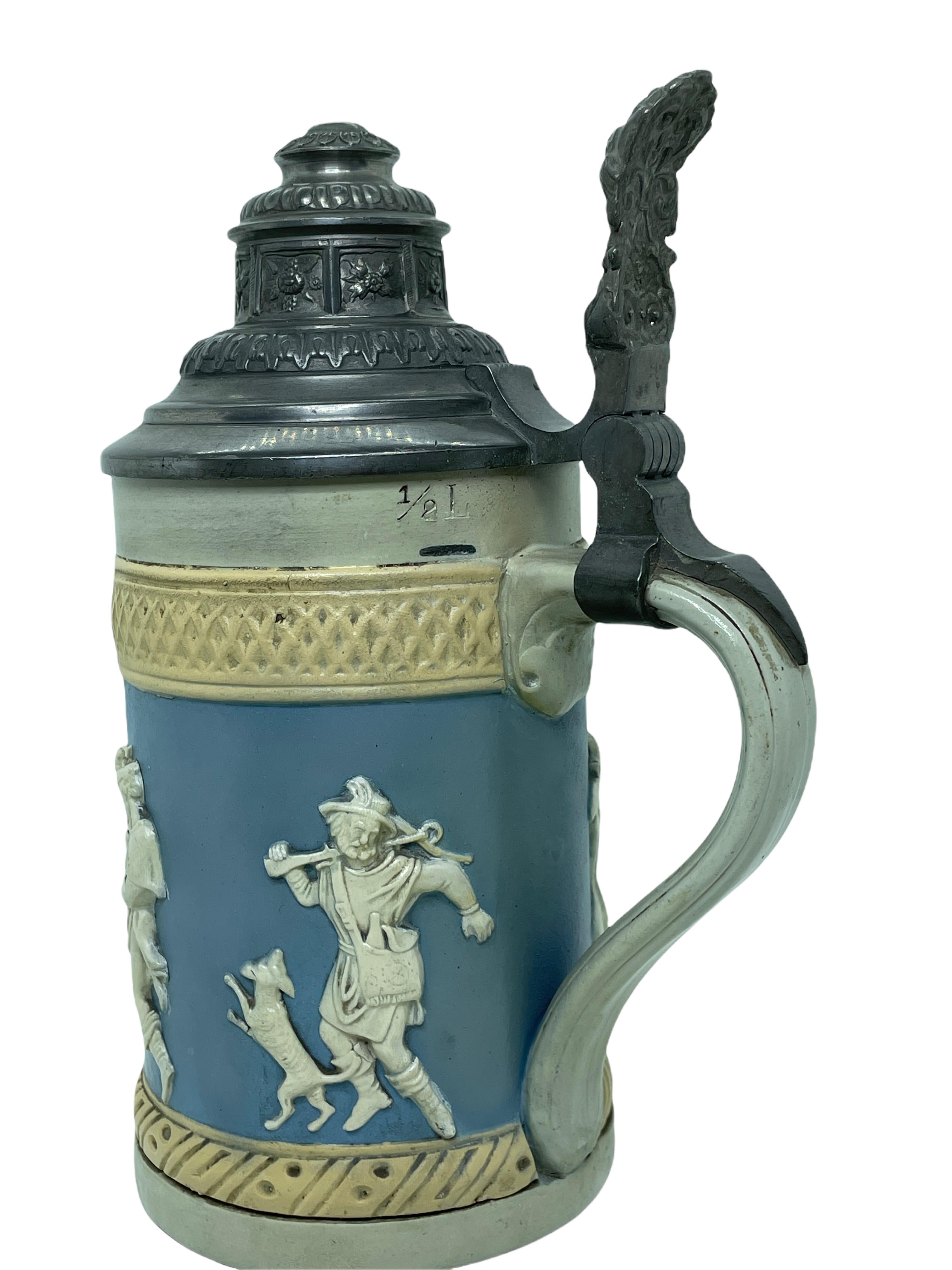 V&B Villeroy and Boch Mettlach Beerstein Lidded Antique Germany 1900s 1