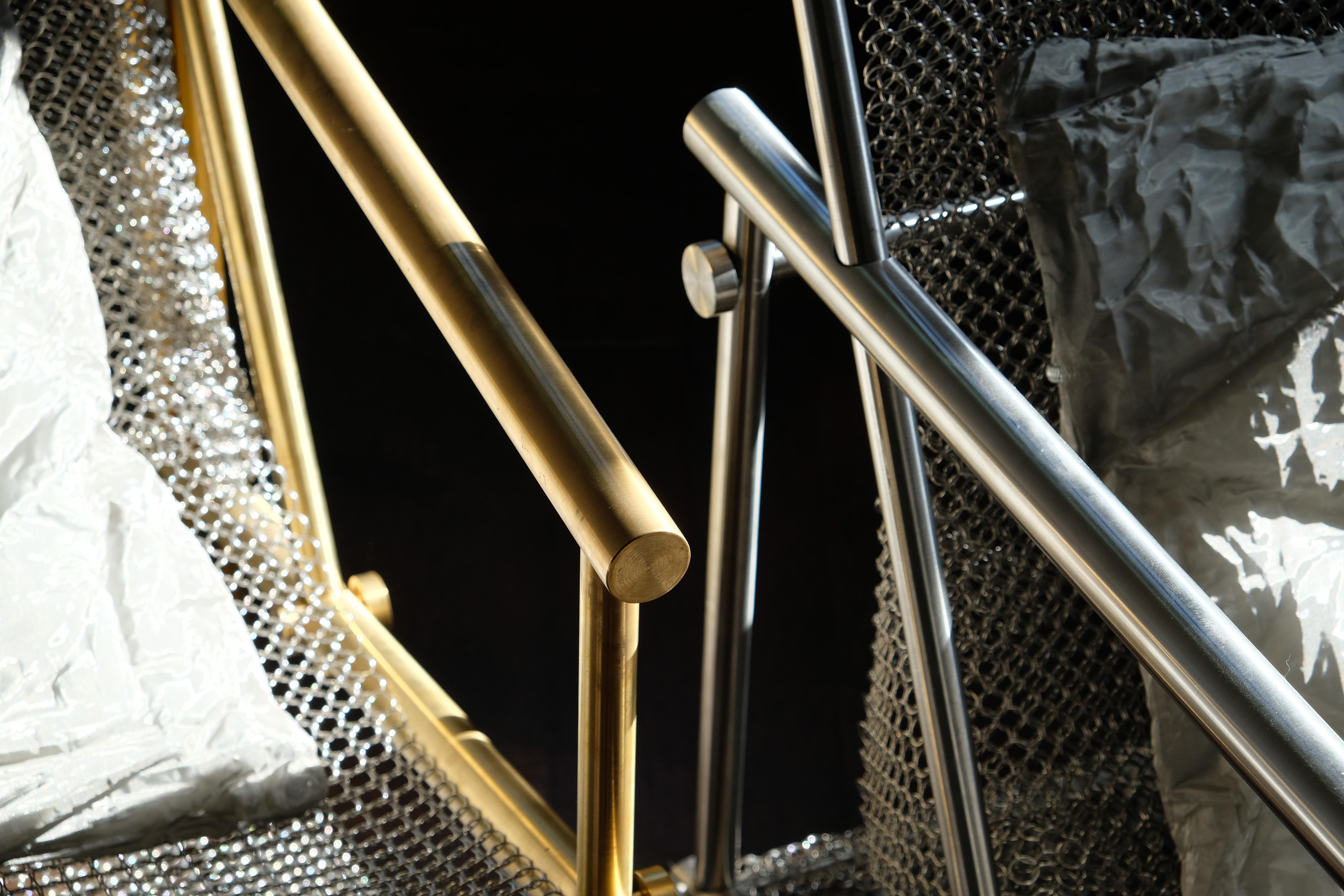Belgian VC01 Brass Armchair by Chanel Kapitanj For Sale