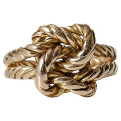 Bague à nœud d'amoureux en corde torsadée en or 18 carats, circa 1970