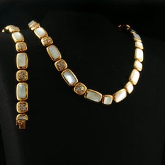 VCA 1960s Mother of Pearl and Diamond Necklace and Bracelet Set 18K