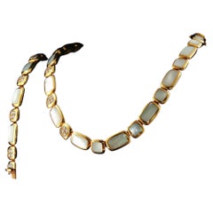VCA 1960s Mother of Pearl and Diamond Necklace and Bracelet Set 18K