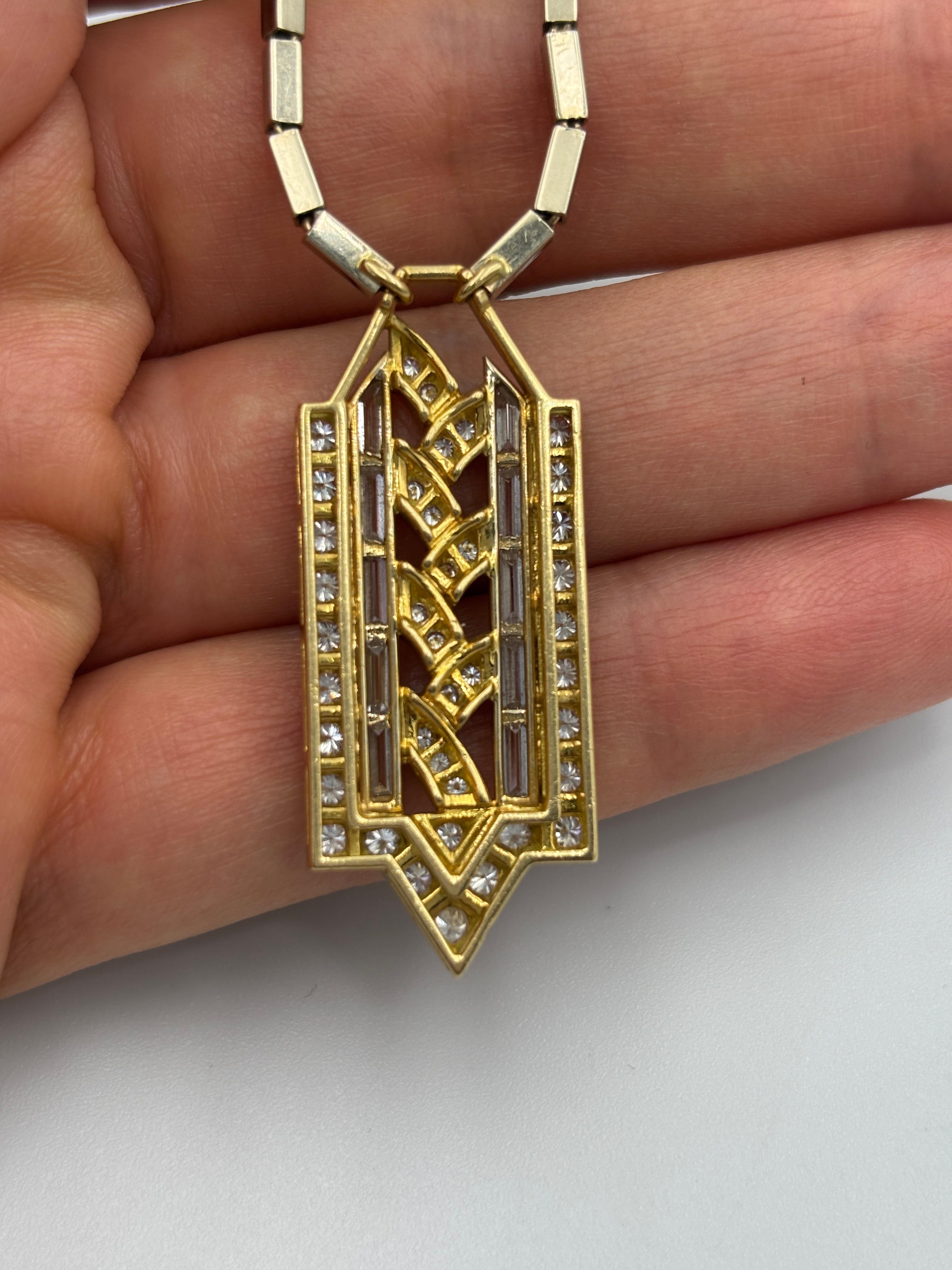 Taglio misto Pendente VCA 1960 Pery et Fils in oro 18k e diamanti in vendita