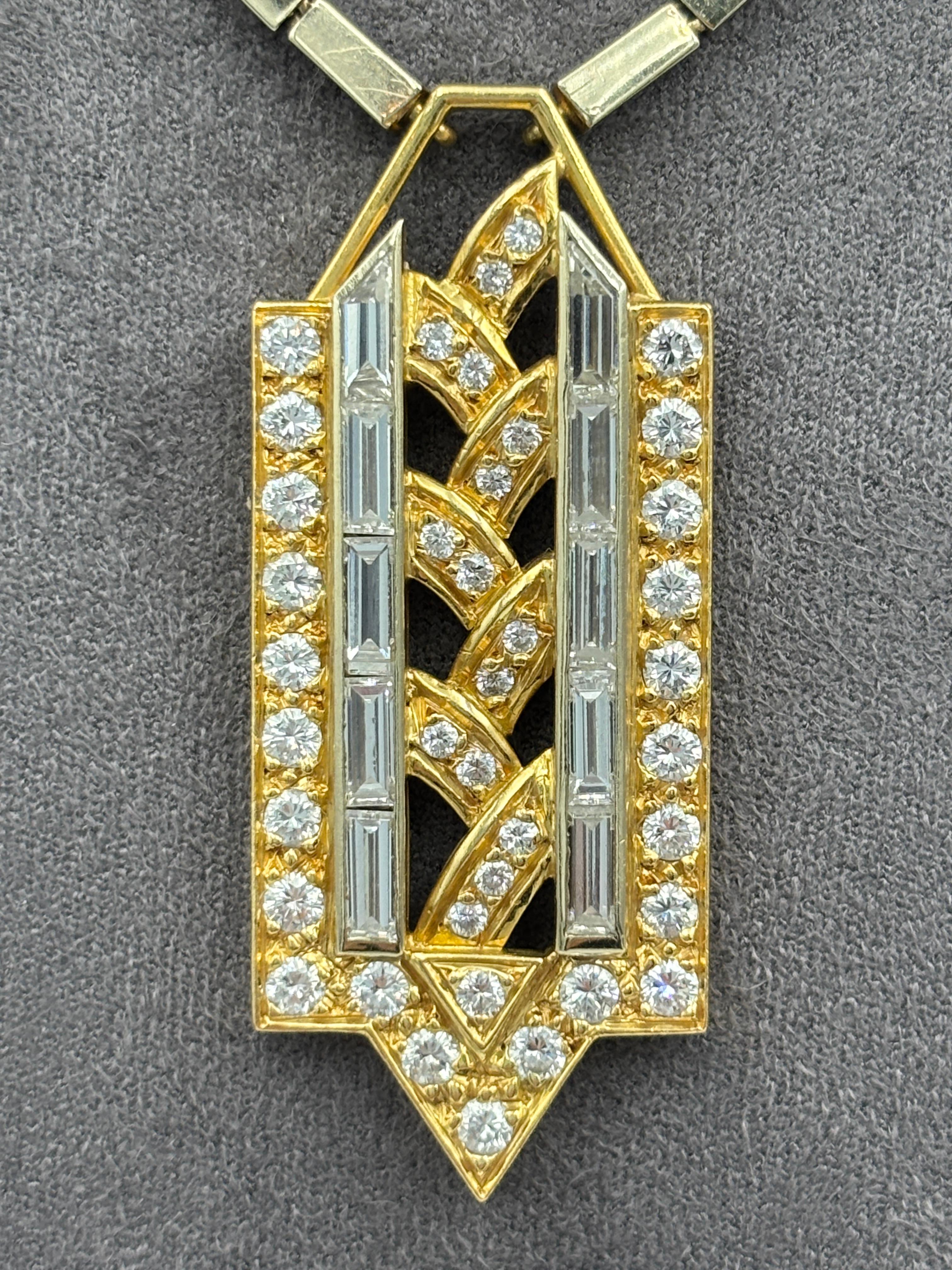 Pendente VCA 1960 Pery et Fils in oro 18k e diamanti in vendita 2