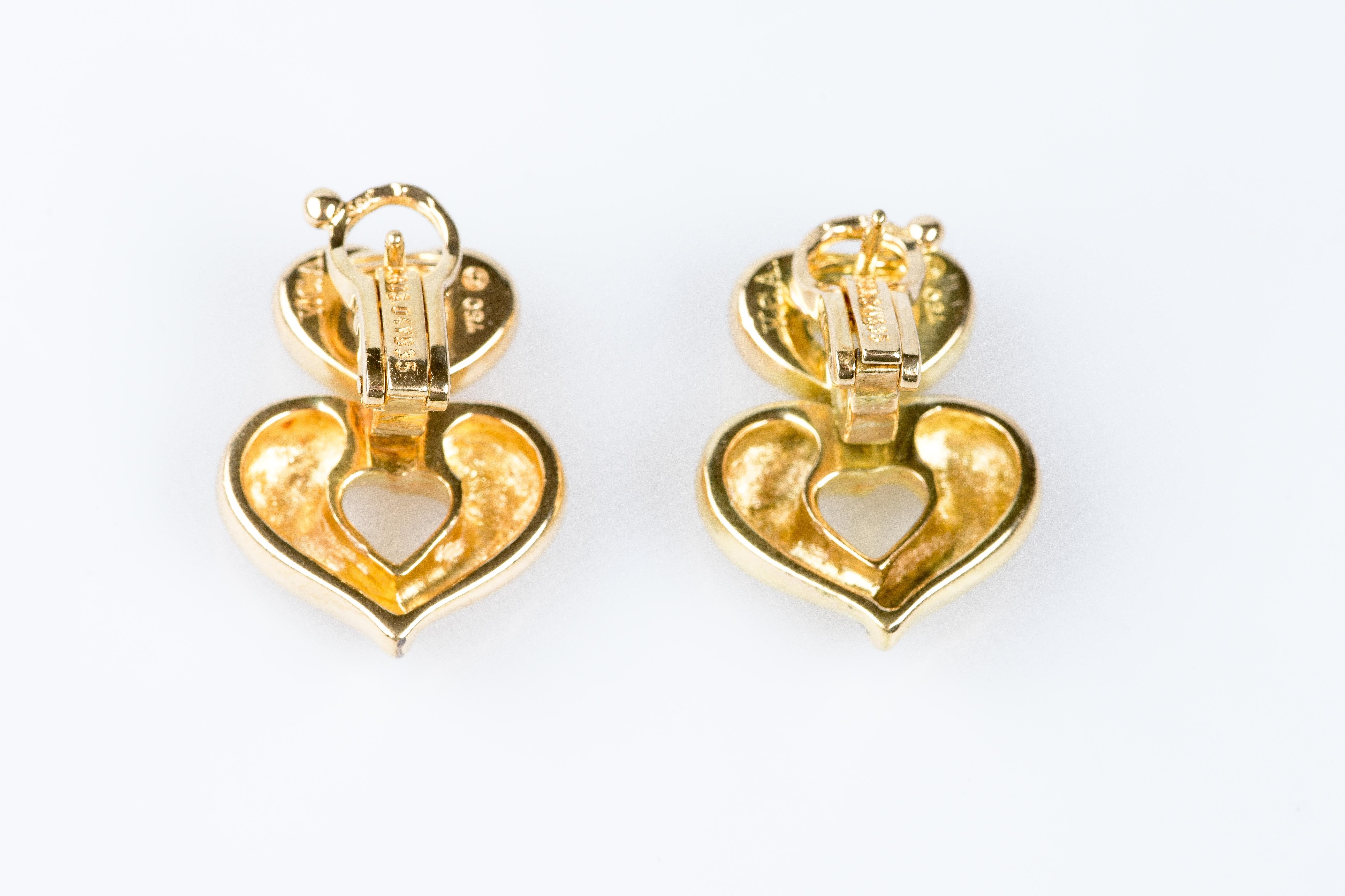 Women's VCA Heart Shaped Earrings in 18K Gold For Sale