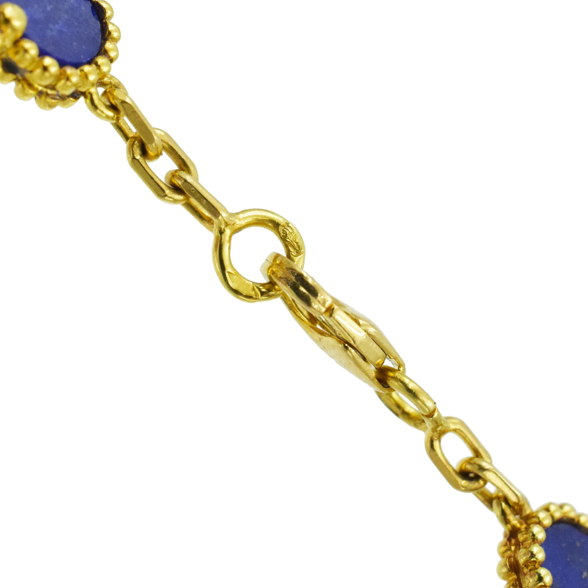 VCA Vintage Alhambra-Halskette aus 18 Karat Gelbgold mit Lapislazuli und Vintage-Lazuli. im Angebot 2