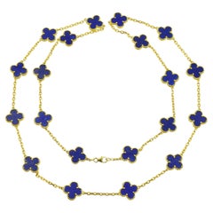 VCA Lapis Lazuli Retro Alhambra Necklace in 18k yellow gold.