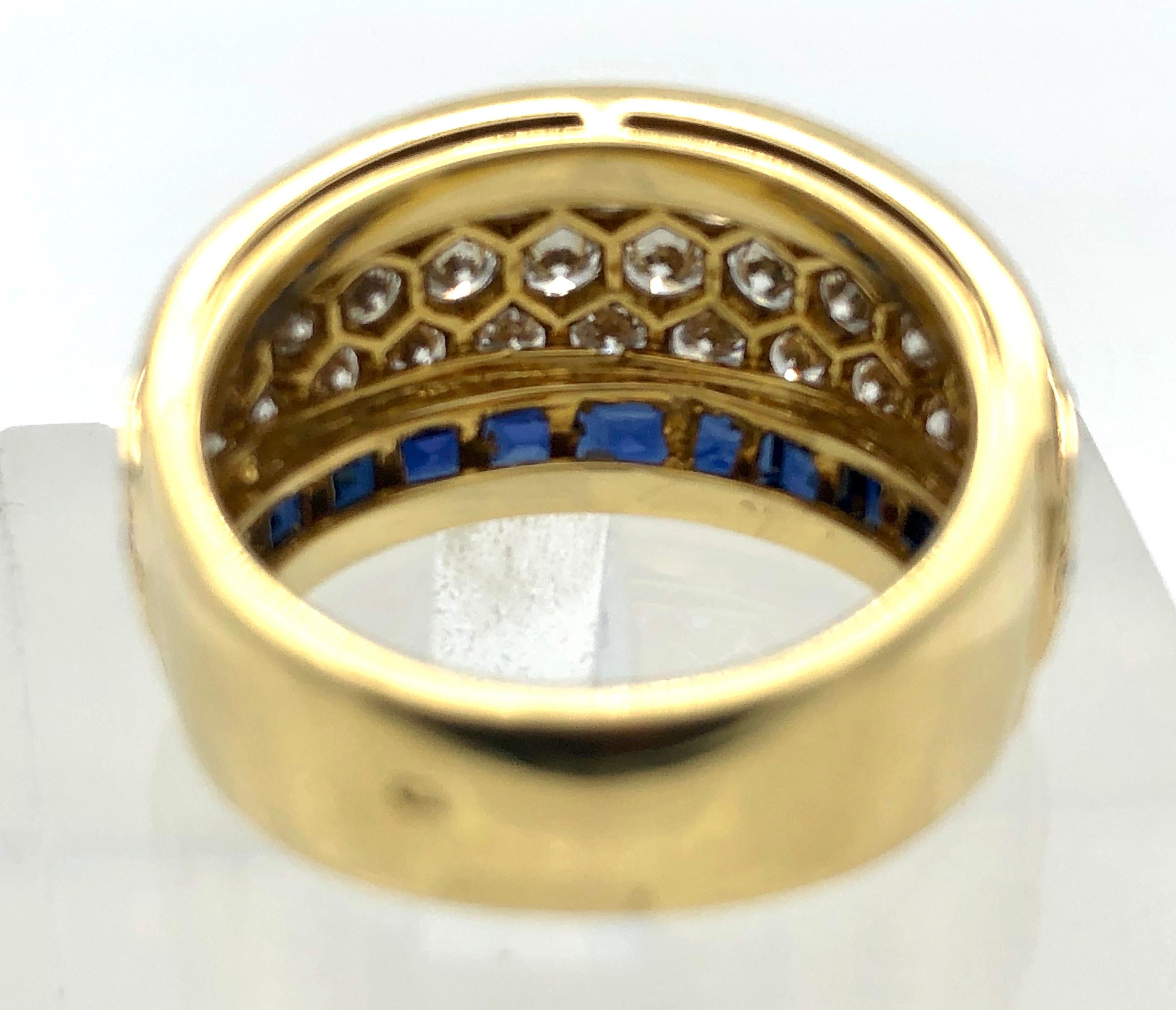 18 Karat VCA Paris Vintage Sapphire Diamond Gold Band Statement Ring 1