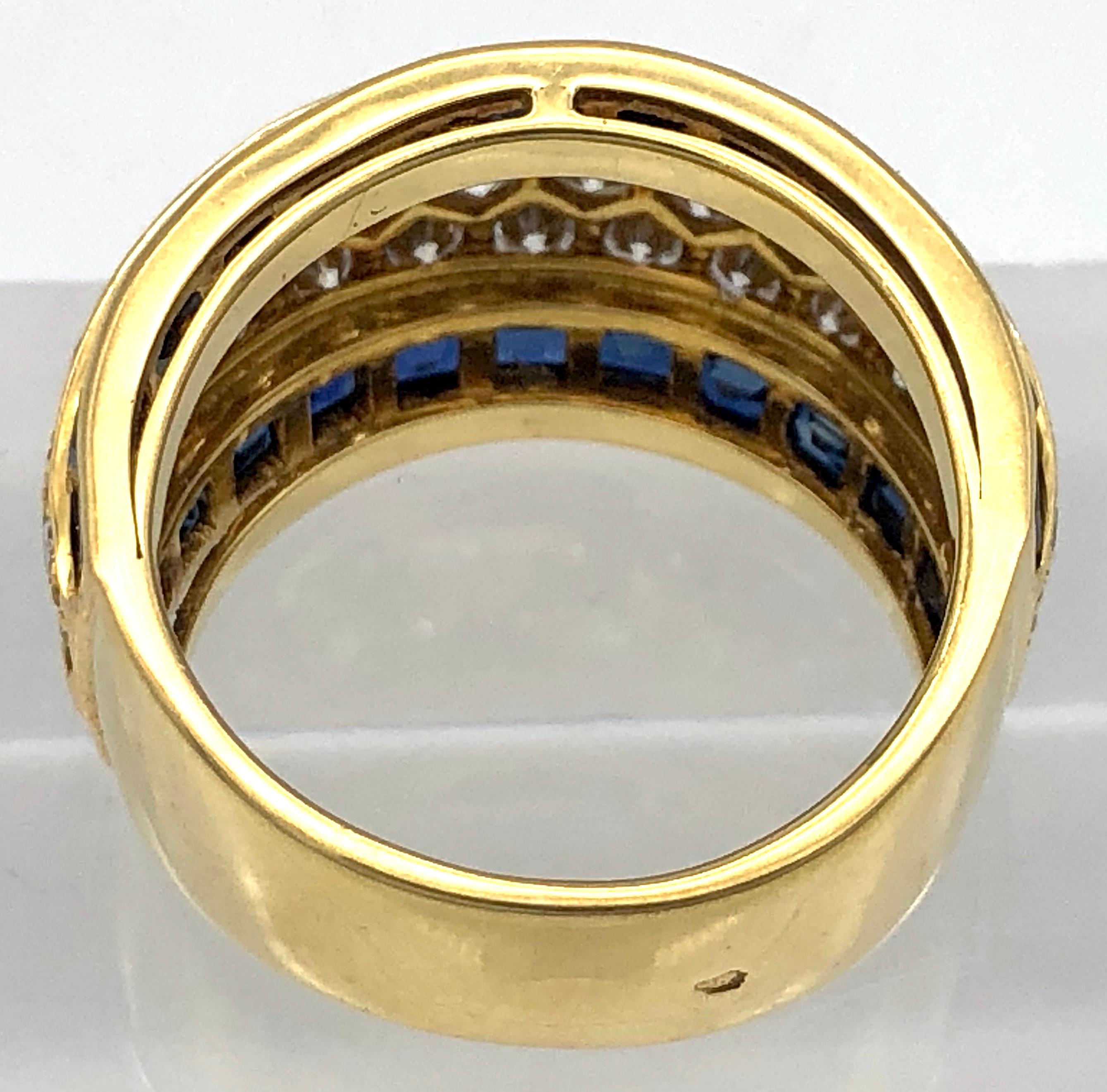 18 Karat VCA Paris Vintage Sapphire Diamond Gold Band Statement Ring 2