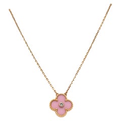 VCA - Pink Porcelaine & Diamond 2015 Limited Edition Holiday Alhambra Pendant