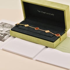 VCA London Selfridges Limited Edition Alhambra Carnelian Hammered Bracelet
