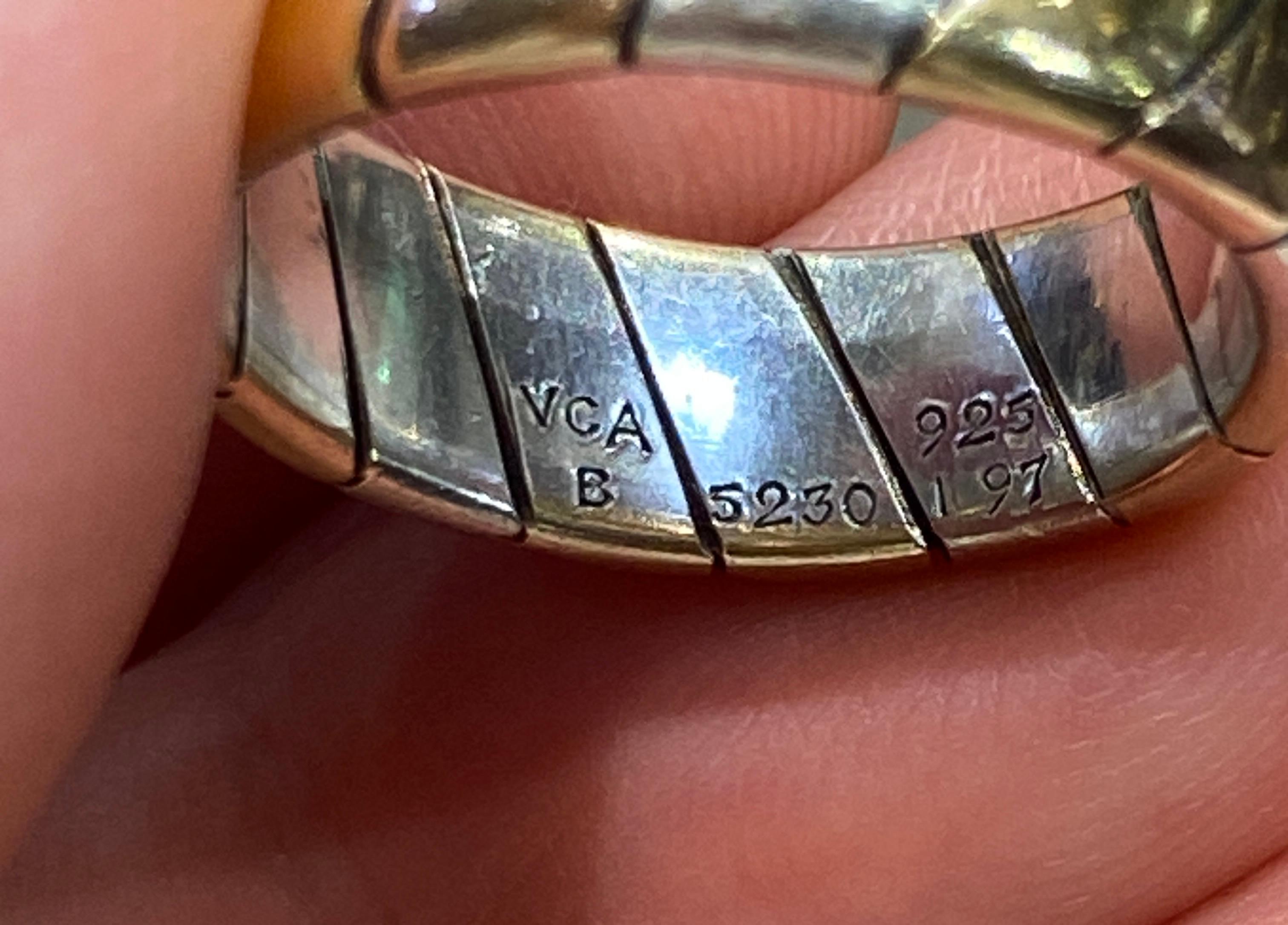 VCA silver, yellow and rose gold engagement ring with diamonds In Good Condition For Sale In London, GB