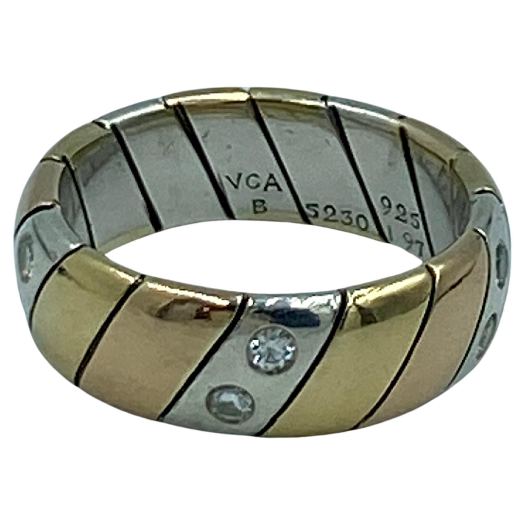 VCA silver, yellow and rose gold engagement ring with diamonds For Sale