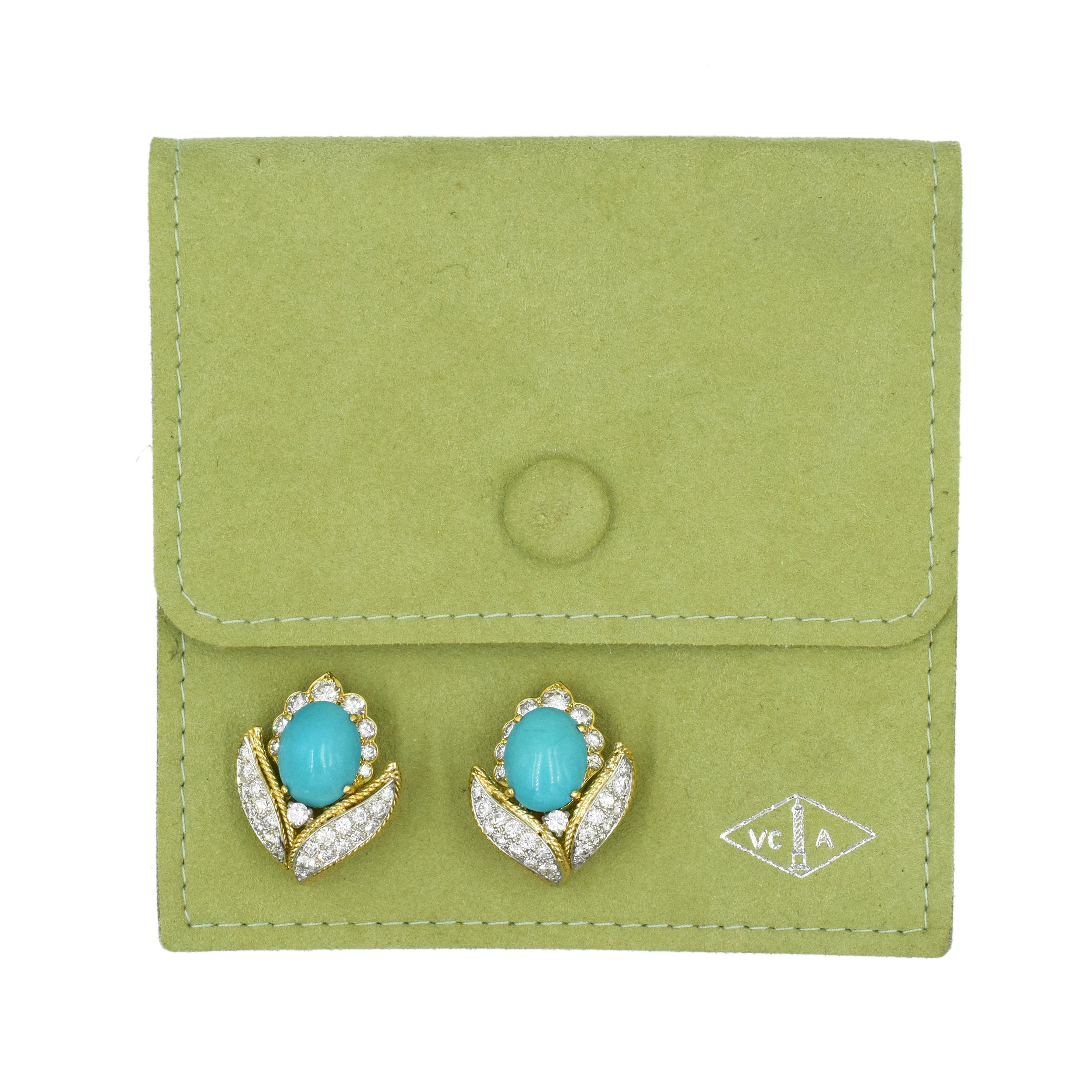 Women's VCA Turquoise and Diamond Earrings