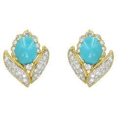 VCA Turquoise and Diamond Earrings