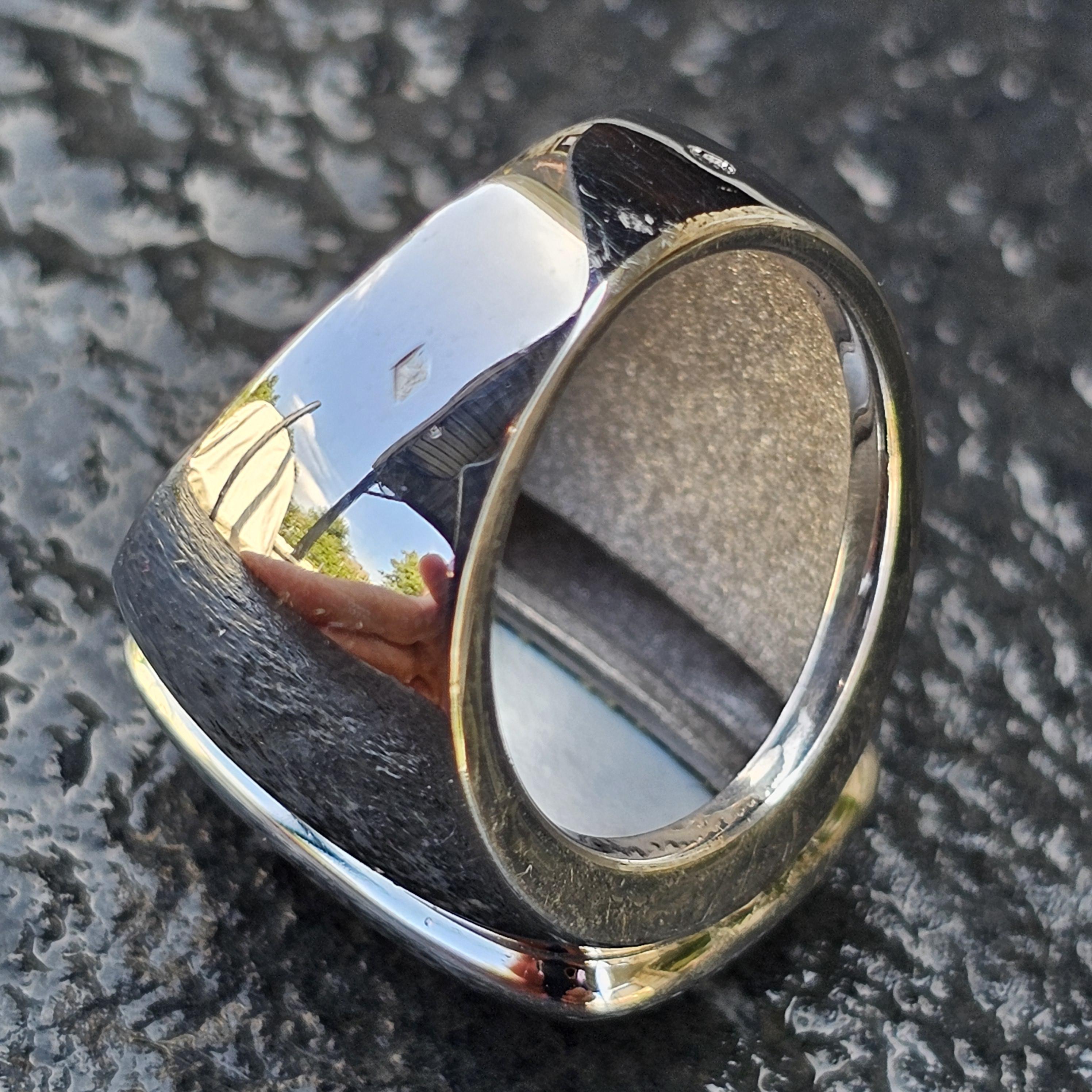 VCA Van Cleef & Arpels Bague incrustée de gris de Babylone Or blanc 18k 52 6.25 23.3g en vente 1