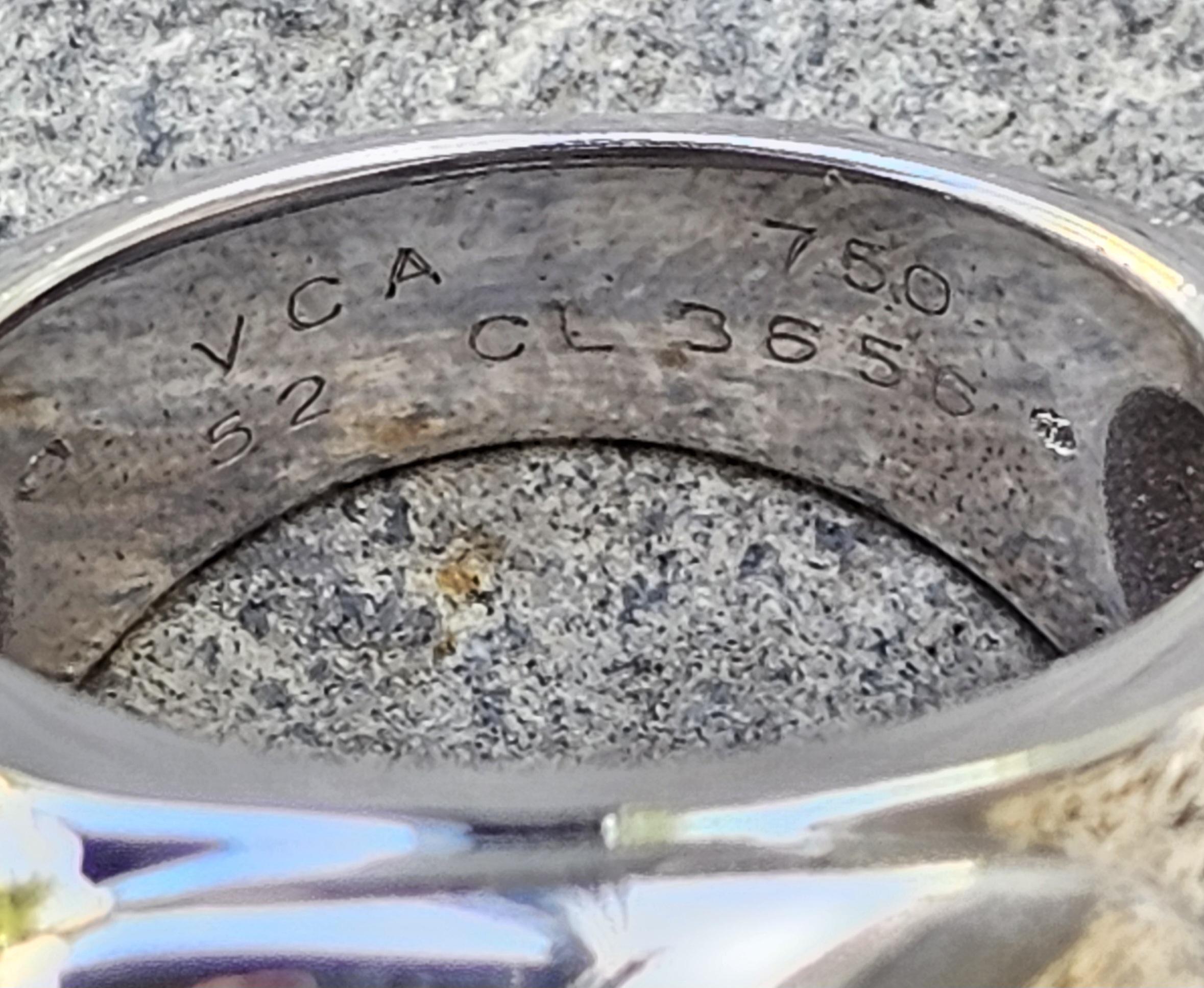 VCA Van Cleef & Arpels Bague incrustée de gris de Babylone Or blanc 18k 52 6.25 23.3g en vente 5