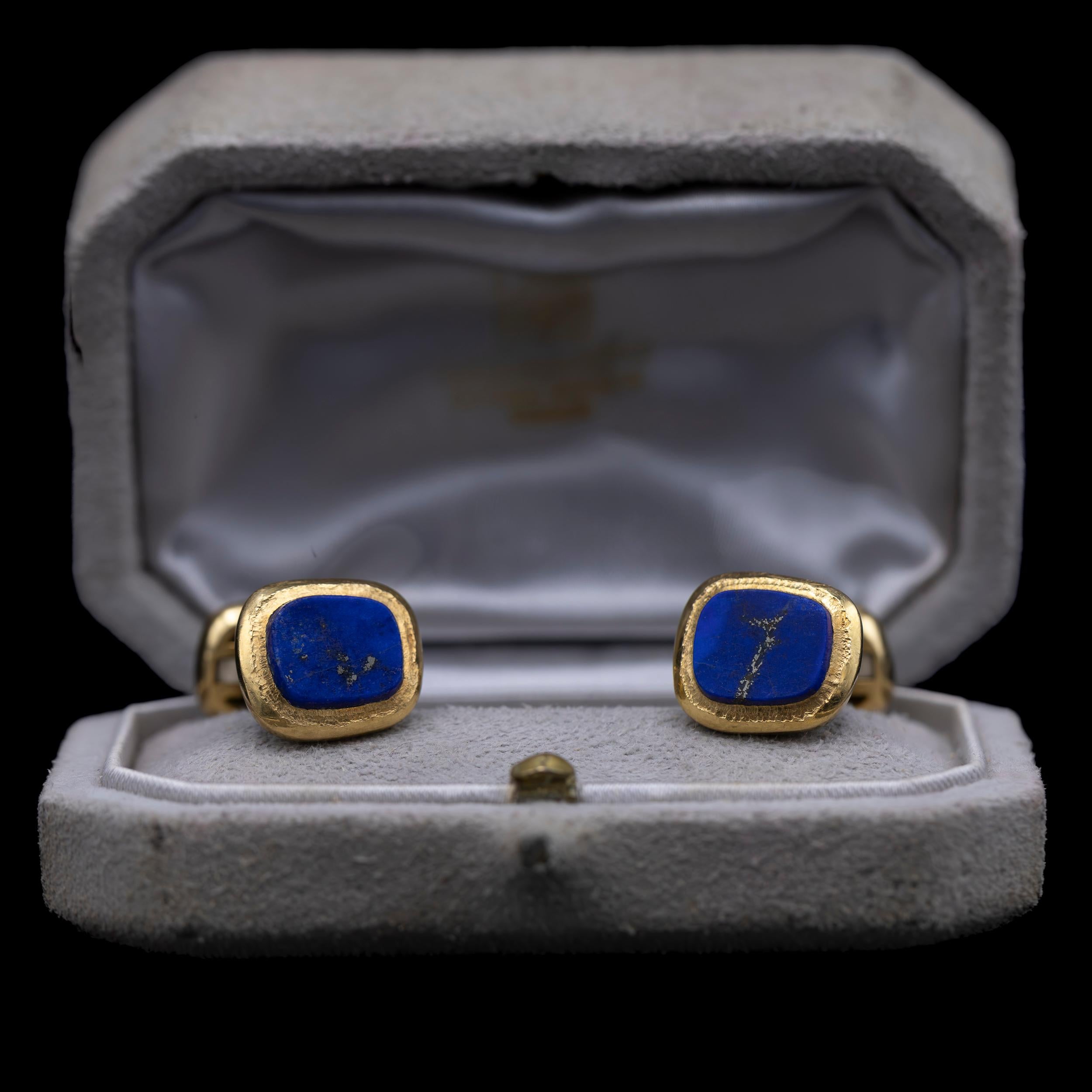 VCA Van Cleef & Arpels Georges Lenfant Lapis Lazuli Yellow Gold Cufflinks 1960s For Sale 5